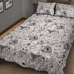 White And Black Wicca Magical Print Quilt Bed Set