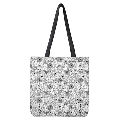 White And Black Wicca Magical Print Tote Bag