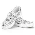 White And Black Wicca Magical Print White Slip On Sneakers