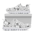 White And Black Wicca Magical Print White Running Shoes