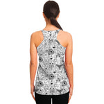 White And Black Wicca Magical Print Women's Racerback Tank Top