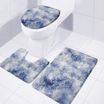 White And Blue Acid Wash Tie Dye Print 3 Piece Bath Mat Set