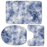 White And Blue Acid Wash Tie Dye Print 3 Piece Bath Mat Set