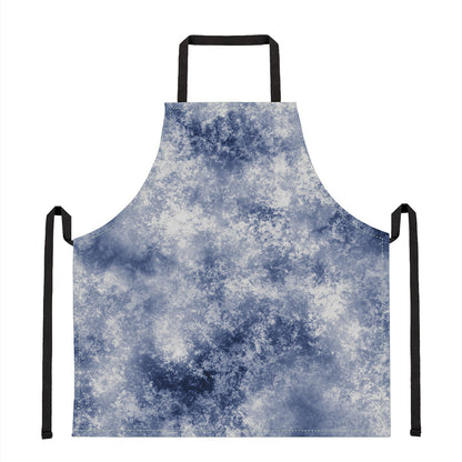 White And Blue Acid Wash Tie Dye Print Apron