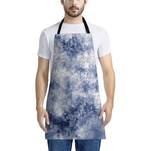 White And Blue Acid Wash Tie Dye Print Apron