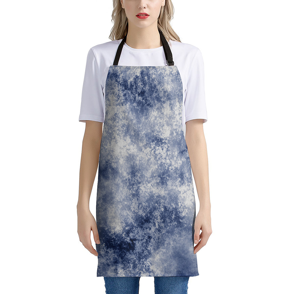 White And Blue Acid Wash Tie Dye Print Apron