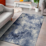 White And Blue Acid Wash Tie Dye Print Area Rug