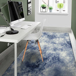 White And Blue Acid Wash Tie Dye Print Area Rug
