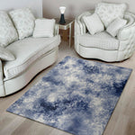 White And Blue Acid Wash Tie Dye Print Area Rug