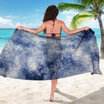 White And Blue Acid Wash Tie Dye Print Beach Sarong Wrap