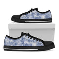 White And Blue Acid Wash Tie Dye Print Black Low Top Sneakers