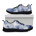 White And Blue Acid Wash Tie Dye Print Black Running Shoes