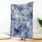 White And Blue Acid Wash Tie Dye Print Blanket
