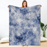 White And Blue Acid Wash Tie Dye Print Blanket
