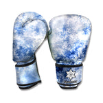 White And Blue Acid Wash Tie Dye Print Boxing Gloves