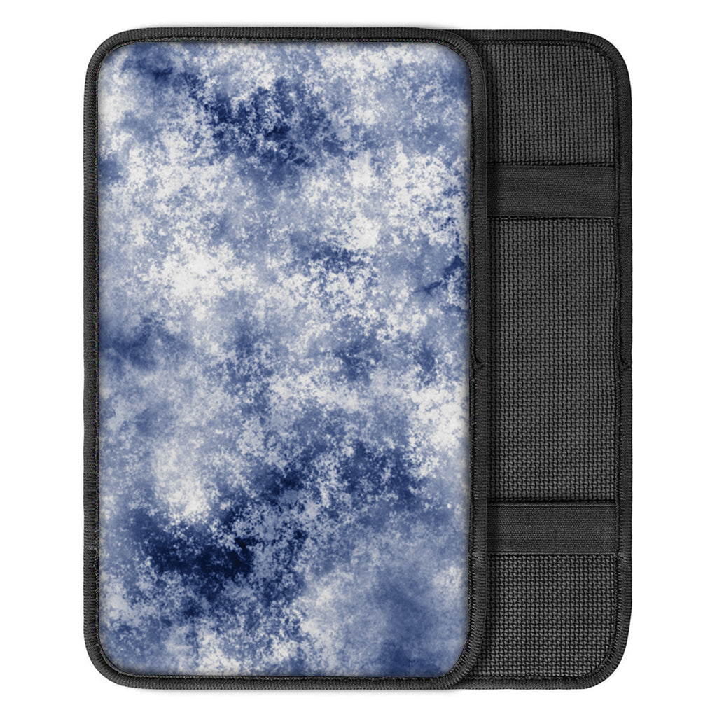 White And Blue Acid Wash Tie Dye Print Car Center Console Cover