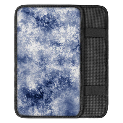 White And Blue Acid Wash Tie Dye Print Car Center Console Cover