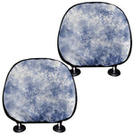 White And Blue Acid Wash Tie Dye Print Car Headrest Covers