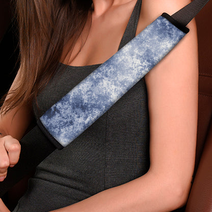 White And Blue Acid Wash Tie Dye Print Car Seat Belt Covers