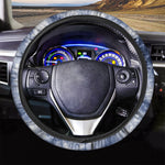 White And Blue Acid Wash Tie Dye Print Car Steering Wheel Cover