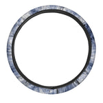 White And Blue Acid Wash Tie Dye Print Car Steering Wheel Cover