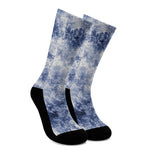 White And Blue Acid Wash Tie Dye Print Crew Socks