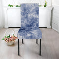 White And Blue Acid Wash Tie Dye Print Dining Chair Slipcover
