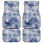 White And Blue Acid Wash Tie Dye Print Front and Back Car Floor Mats