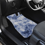 White And Blue Acid Wash Tie Dye Print Front and Back Car Floor Mats