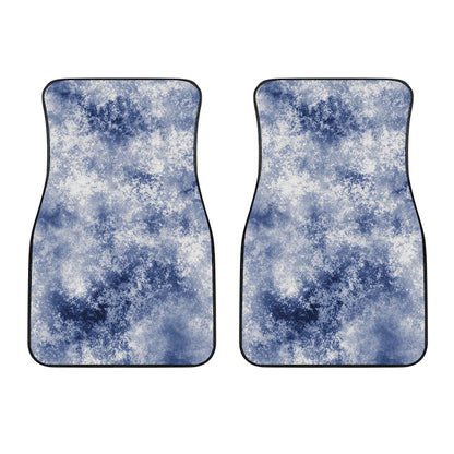 White And Blue Acid Wash Tie Dye Print Front Car Floor Mats