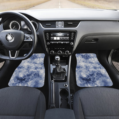 White And Blue Acid Wash Tie Dye Print Front Car Floor Mats