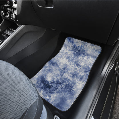 White And Blue Acid Wash Tie Dye Print Front Car Floor Mats