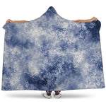 White And Blue Acid Wash Tie Dye Print Hooded Blanket