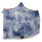 White And Blue Acid Wash Tie Dye Print Hooded Blanket