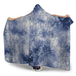 White And Blue Acid Wash Tie Dye Print Hooded Blanket