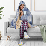 White And Blue Acid Wash Tie Dye Print Hooded Blanket