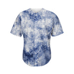 White And Blue Acid Wash Tie Dye Print Men's Baseball Jersey