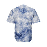 White And Blue Acid Wash Tie Dye Print Men's Baseball Jersey