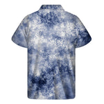 White And Blue Acid Wash Tie Dye Print Men's Short Sleeve Shirt