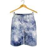 White And Blue Acid Wash Tie Dye Print Men's Shorts