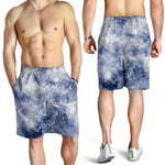 White And Blue Acid Wash Tie Dye Print Men's Shorts