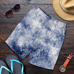 White And Blue Acid Wash Tie Dye Print Men's Shorts