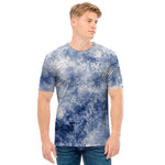 White And Blue Acid Wash Tie Dye Print Men's T-Shirt