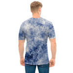 White And Blue Acid Wash Tie Dye Print Men's T-Shirt