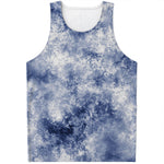 White And Blue Acid Wash Tie Dye Print Men's Tank Top
