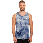White And Blue Acid Wash Tie Dye Print Men's Tank Top