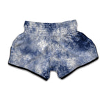 White And Blue Acid Wash Tie Dye Print Muay Thai Boxing Shorts