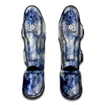 White And Blue Acid Wash Tie Dye Print Muay Thai Shin Guard