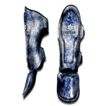 White And Blue Acid Wash Tie Dye Print Muay Thai Shin Guard