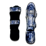 White And Blue Acid Wash Tie Dye Print Muay Thai Shin Guard